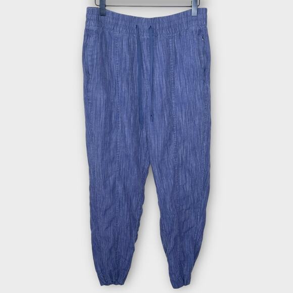 ATHLETA blue texture Cabo linen jogger casual tapered pull on pants size small - Picture 2 of 7